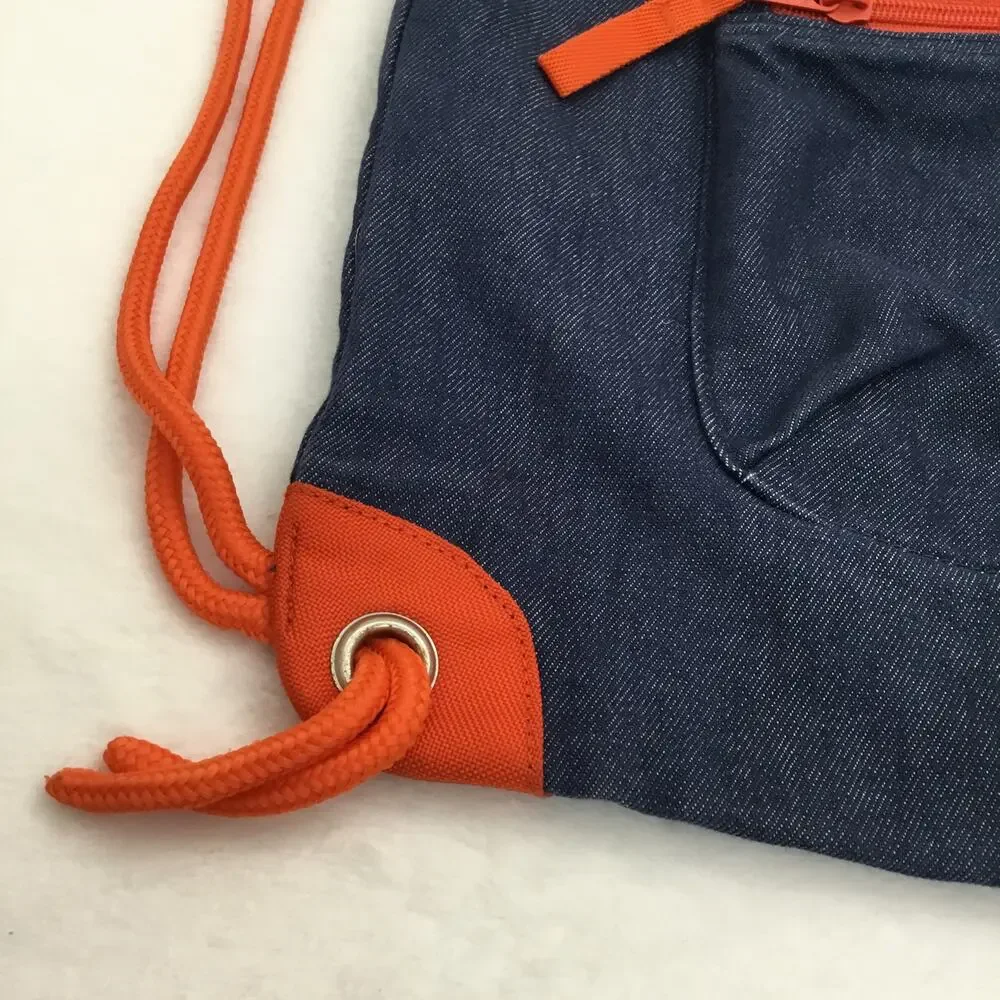 GAP Drawstring Soft Backpack Denim with Orange Drawstring